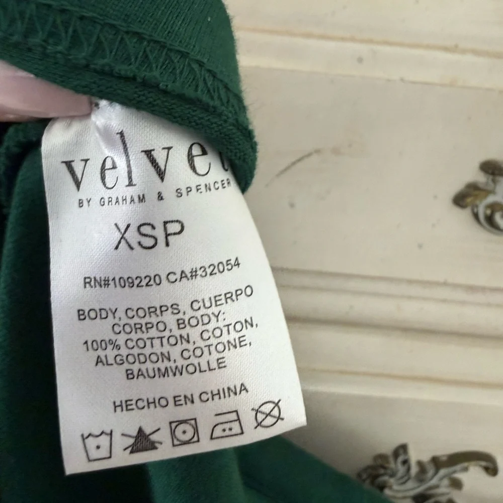 Anthropologie Velvet by Graham Spencer Green Puff Sleeve Dress - Picture 5 of 5